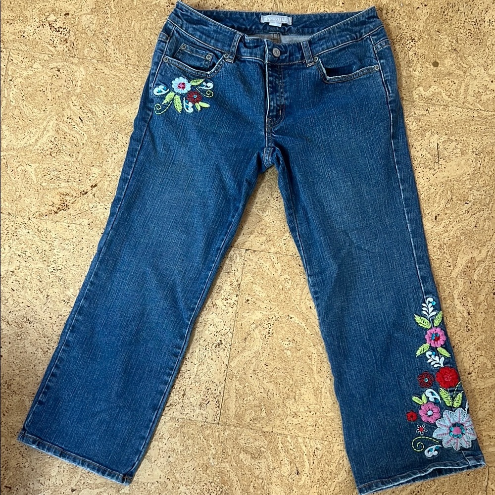 Janesville Embroidered crop denim size 6